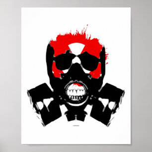 Poster Máscara de gás - Resistir carvão - Símbolo radioat