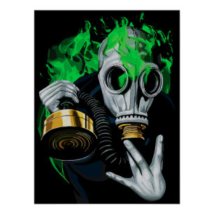 Póster Máscara de Gás Tóxico: Chamas Neon