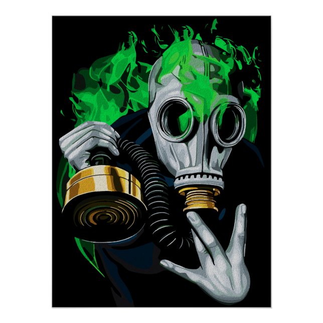 Póster Máscara de Gás Tóxico: Chamas Neon (Frente)