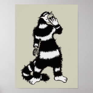 Poster Máscara de Gato Spookure Skeleton Mão Crânio