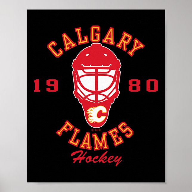 Poster Máscara de hóquei Calgary Flames preta licenciada  (Frente)