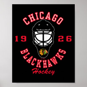 Poster Máscara de hóquei Chicago Blackhawks preta licenci