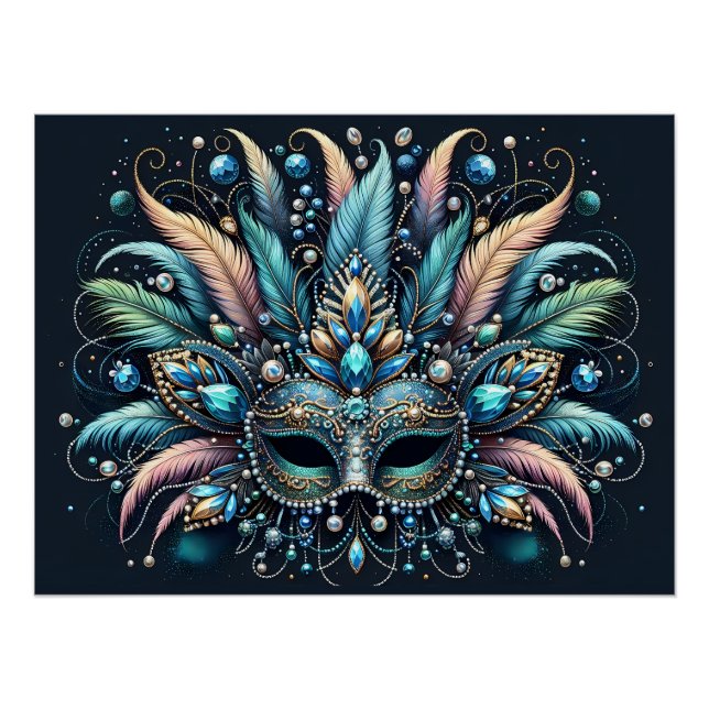 Póster Máscara de Joias com Penas Boho Masquerade (Frente)