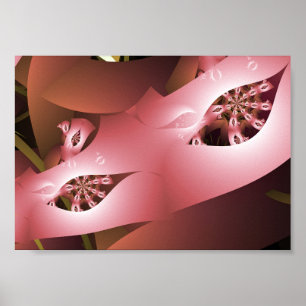 Poster Máscara de Mascarada Rosa Abstrata Arte Fractal