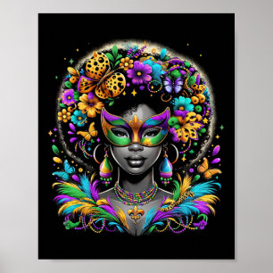 Poster Máscara de Miçangas Afro-Africana Mardi Gras Carro