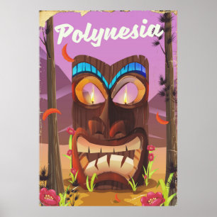 Póster Máscara de Polinésia Tiki