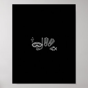 Poster Máscara de Snorkel e Barbatanas para Amantes de Di