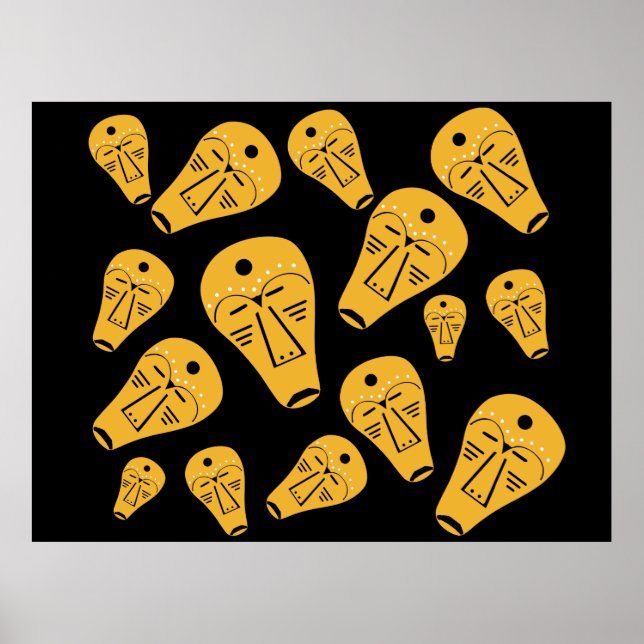 Poster Máscara de tatuagem tribal abstrato Aboriginal (Frente)