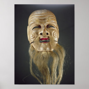 Póster Máscara do ancião, teatro de Noh
