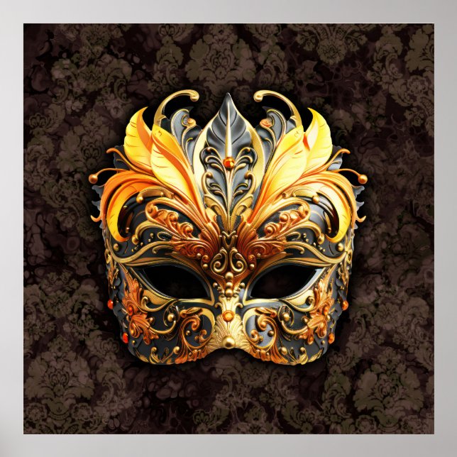 Poster Máscara Dourada de Mascarada Veneziana (Frente)