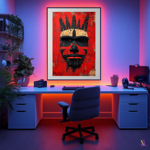 Poster Máscara Espírito Guerreiro – Poder Tribal Indígena