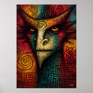 Poster Máscara Espírito Primal Abstrato – Tribal expressi