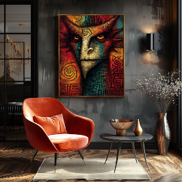 Poster Máscara Espírito Primal Abstrato – Tribal expressi
