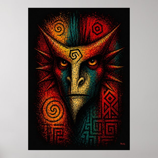 Poster Máscara Espírito Primal Arte Abstrata – Expression (Frente)