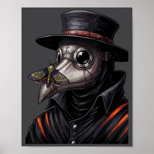 Poster Máscara Facial de Mariposa Plague Doctor Gothic Co
