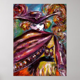 Poster Máscara FAUST/Misteriosa com Tricorn e Coruja