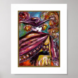 Póster Máscara FAUST/Misteriosa com Tricorn e Coruja