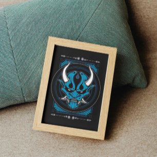 Poster Máscara Oni de Demônio Azul