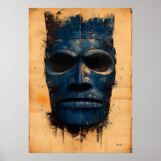 Poster Máscara Protetora Tiki – Símbolo Espiritual Poliné (Frente)