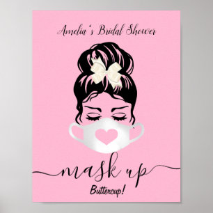 Poster Máscara Rosa Escamuflada Necessária para Eventos S
