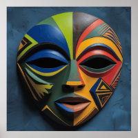 Máscara Tribal Africana Cubismo Abstrato