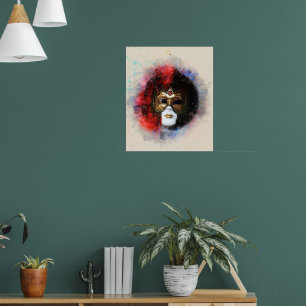 Poster máscara venetiana carnaval