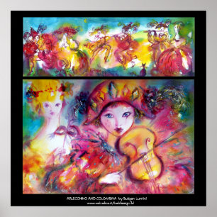 Póster Mascarada de ARLECCHINO E de COLOMBINA Venetinan
