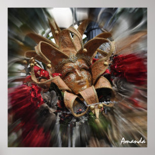 Póster Mascarada Dourado
