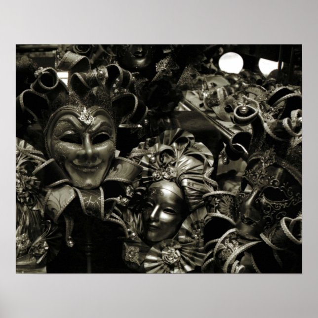 Poster Mascarada preto Gótico Escuro (Frente)