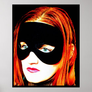 poster mascarado retrato da beleza do vintage da
