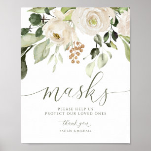 Poster Máscaras de Casamento Elegante - Sinal de Folhagem