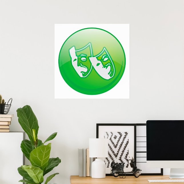Poster Máscaras de Comédia e Tragédia em Verde (Criador carregado)