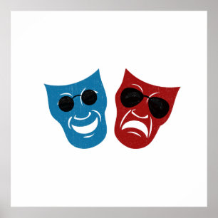 Poster Máscaras de Drama com óculos escuros