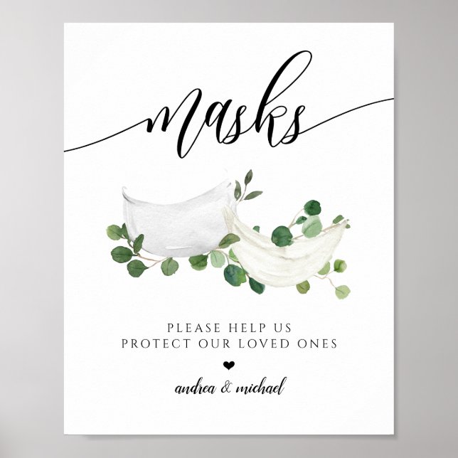 Poster Máscaras de EPI de Casamento Distanciamento Social (Frente)