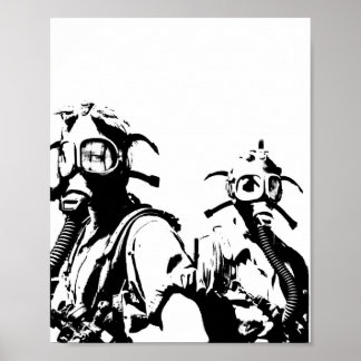 Poster Máscaras de gás em preto