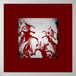 Póster Máscaras de gás vermelhas do sangue