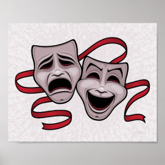 Poster Máscaras De Teatro De Comédia E Tragédia