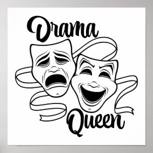 Poster Máscaras de Teatro de Comédia e Tragédia Rainha do