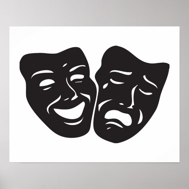 Póster Máscaras de Teatro de Drama Comédia Tragédia (Frente)