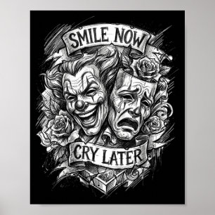 Poster Máscaras de teatro sorria agora chore depois 