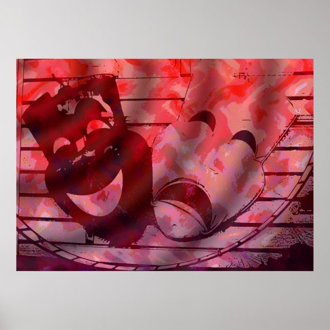 Póster máscaras de teatro vermelho (Frente)