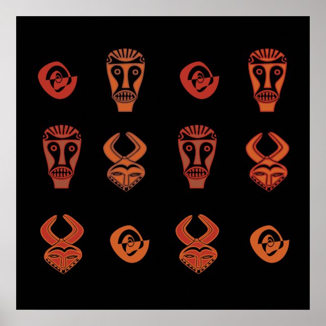 Poster máscaras decoradas da tribo africana (Frente)
