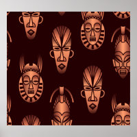 Máscaras étnicas africanas, fundo escuro
