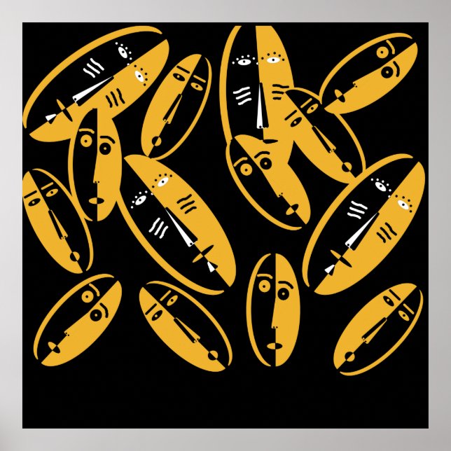 Poster máscaras modernas abstrato (Frente)