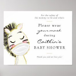 Poster Máscaras - Símbolo de Chá de Zebra Bebê Necessário