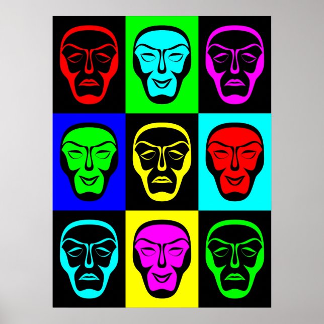 Poster Máscaras Teatrais Comédia e Tragédia (Frente)
