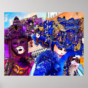 Póster Máscaras Tradicionais Coloridas do Carnaval de Ve