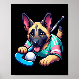 Poster Mascote de cachorrinho Pastor Alemão fofo de hóque