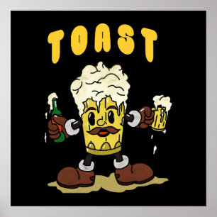 Poster Mascote de torrada de cerveja
