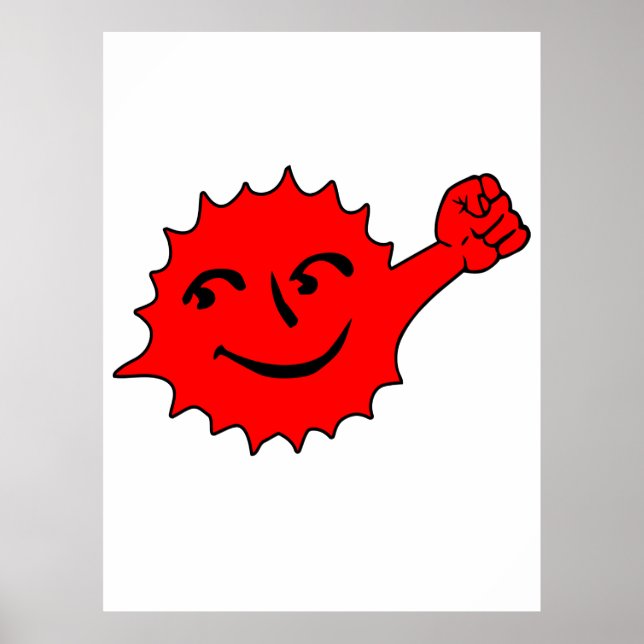 Poster Mascote do Sol Vermelho Alegre (Frente)